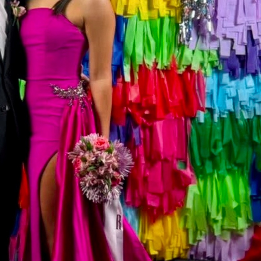 Jovani Hot Pink Prom Dress with Embellishment